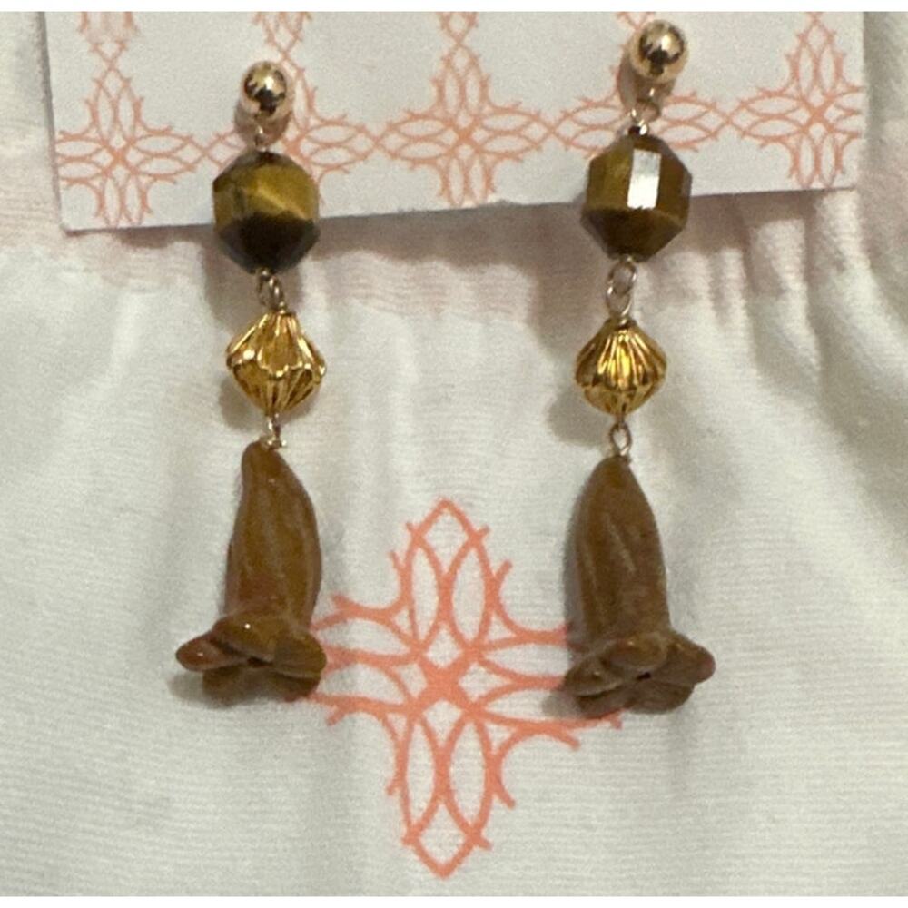 Hazen & Co Tiger Eye Drop Earrings New